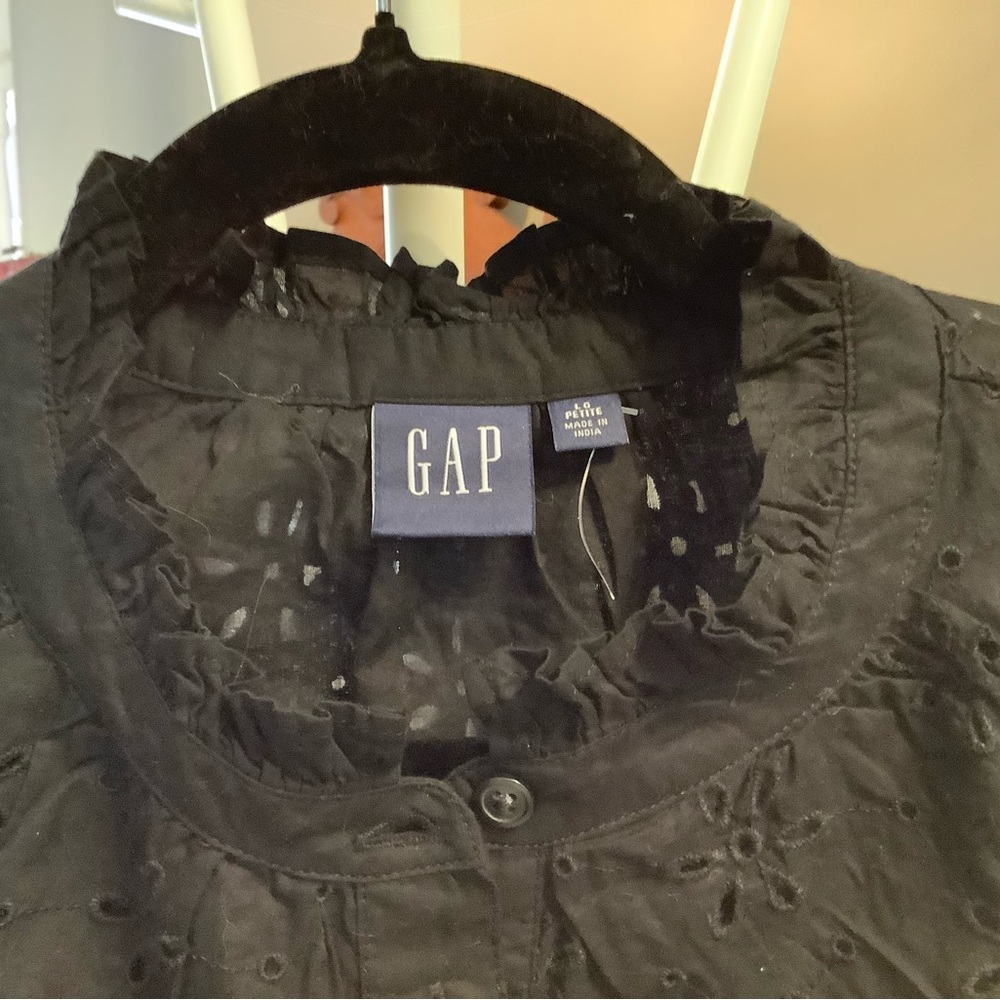 GAP Black Mini Eyelet Long Sleeved Dress, NWOT - Picture 6 of 7